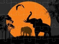 Elephant Silhouette Jigsaw Puzzle Game