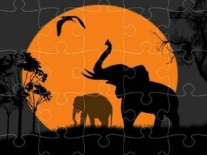 Elephant Silhouette Jigsaw Puzzle Game